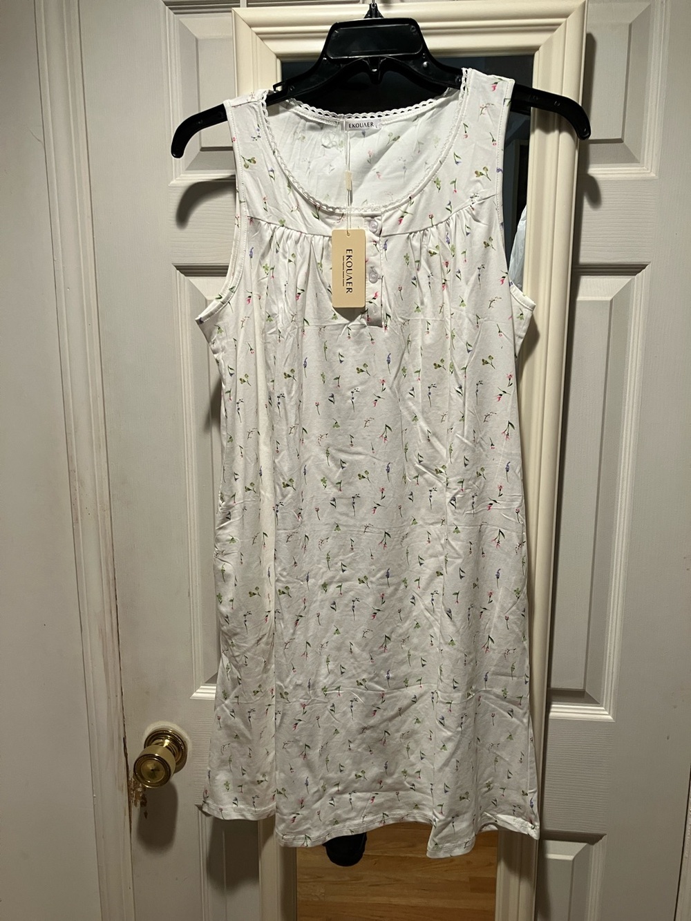 Ekouaer M Women’s Organic Cotton Sleeveless Nightdress w/pockets. Brand New.
